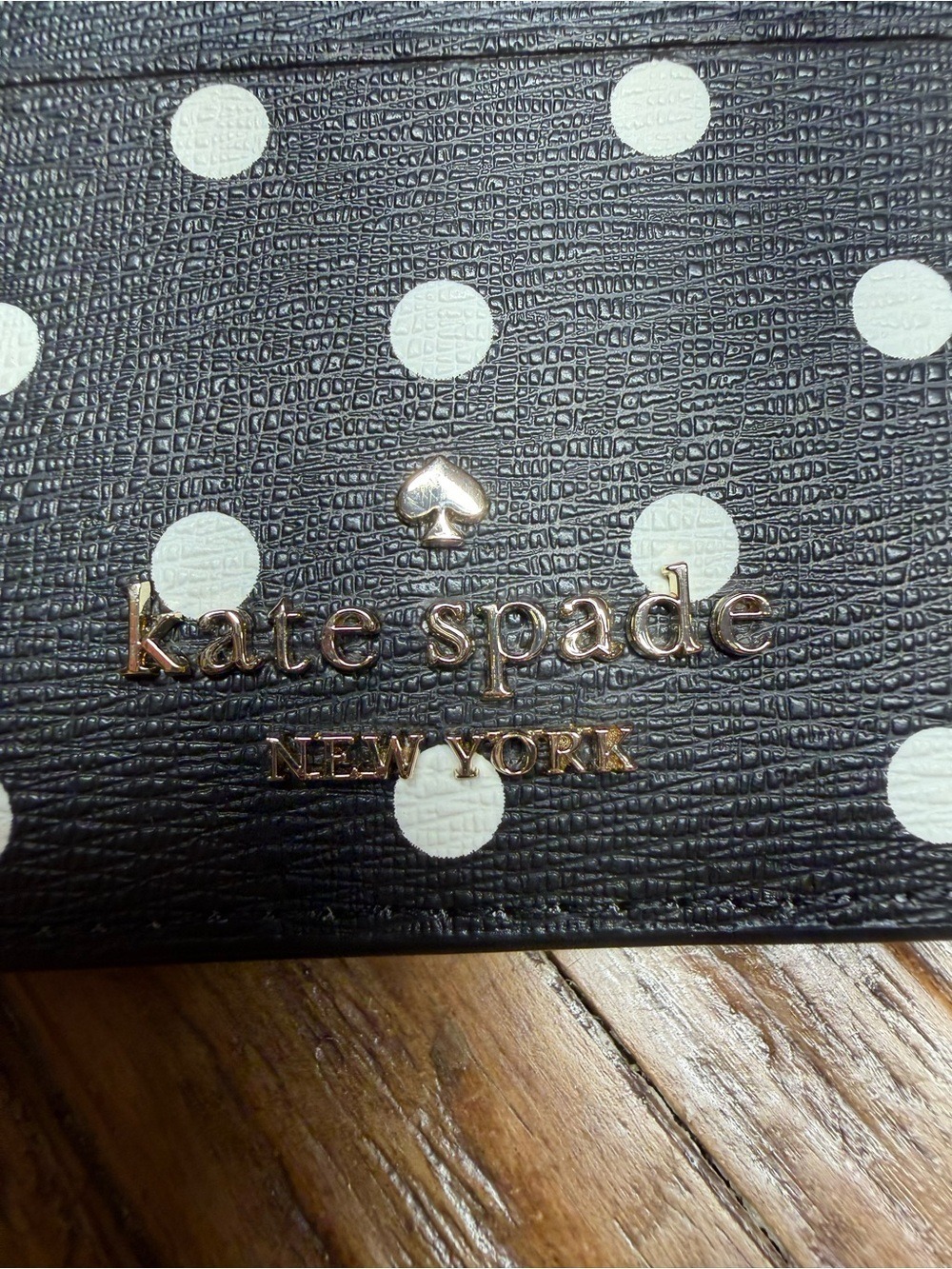 Kate Spade x Disney Minnie Mouse Polka Dot Leather Card Holder Wallet Black - Picture 8 of 10